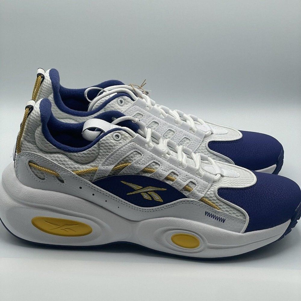 Reebok Solution Mid Men's Allen Iverson Basketball Yellow/Purple Shoes Size 11.5 - Picture 2 of 12